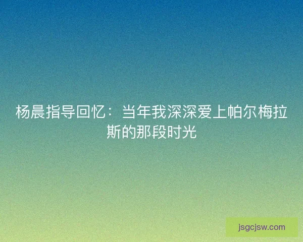 杨晨指导回忆：当年我深深爱上帕尔梅拉斯的那段时光