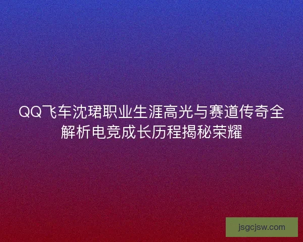 QQ飞车沈珺职业生涯高光与赛道传奇全解析电竞成长历程揭秘荣耀